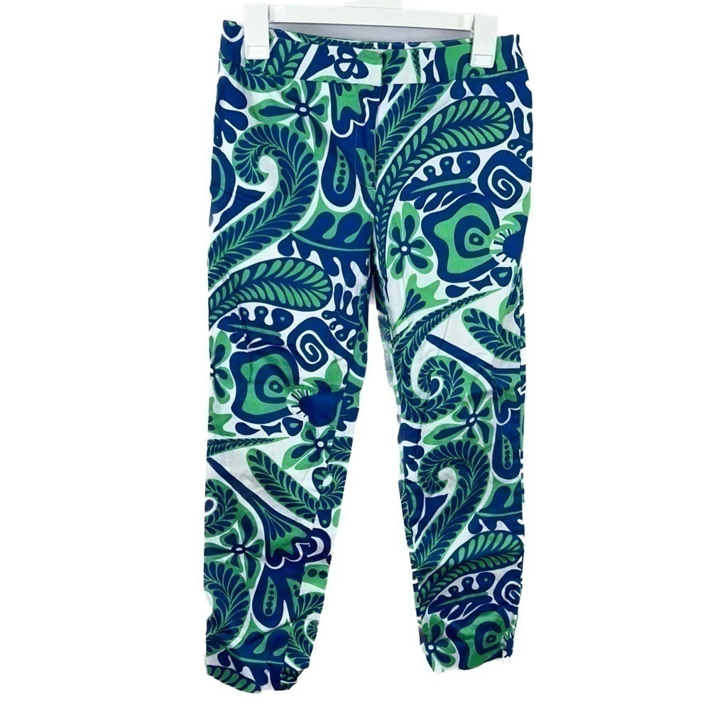 Elliott Lauren Pants Paisley Floral Print Straight Leg Mid Rise Dress Pants Bold